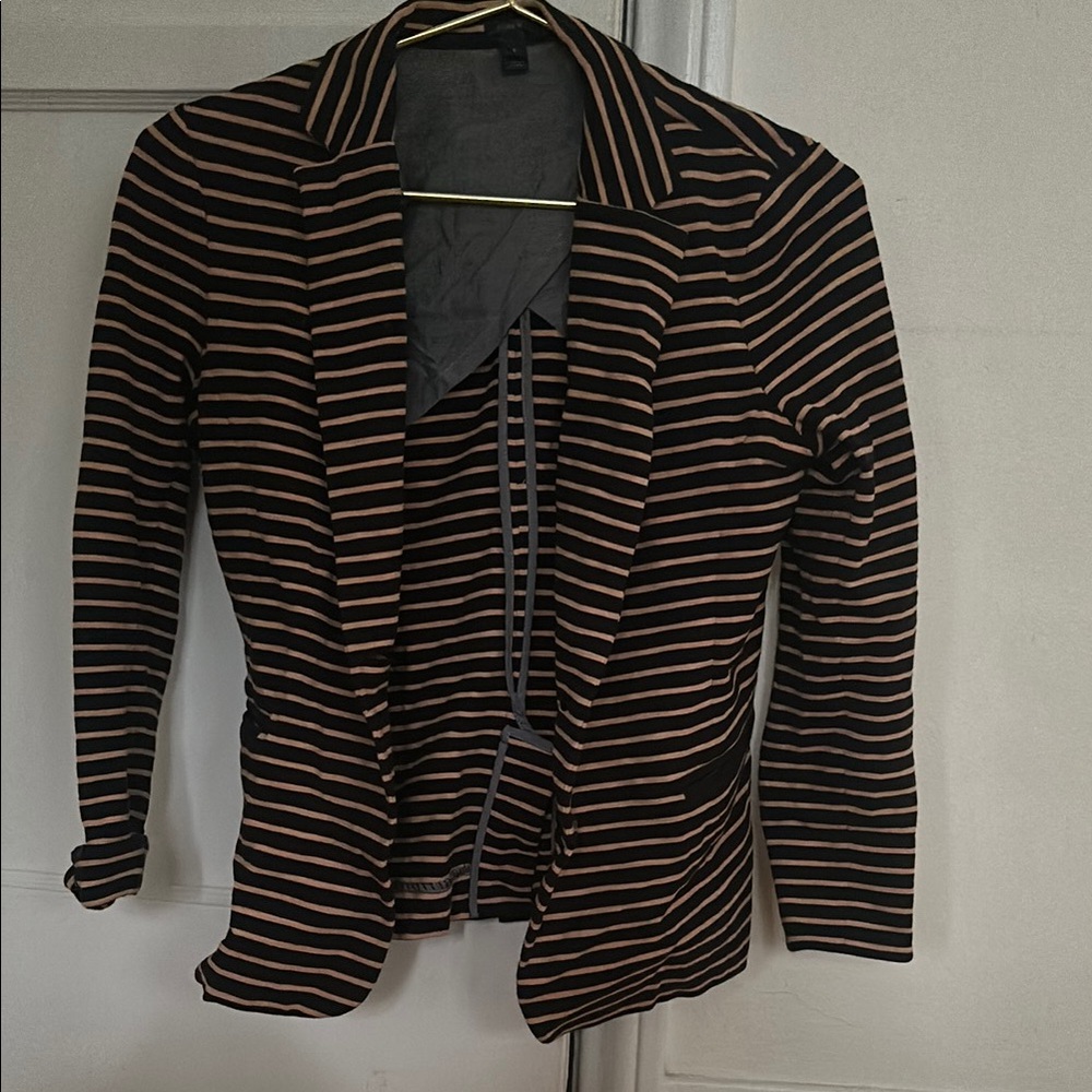 J. Crew Black and Tan Striped Blazer